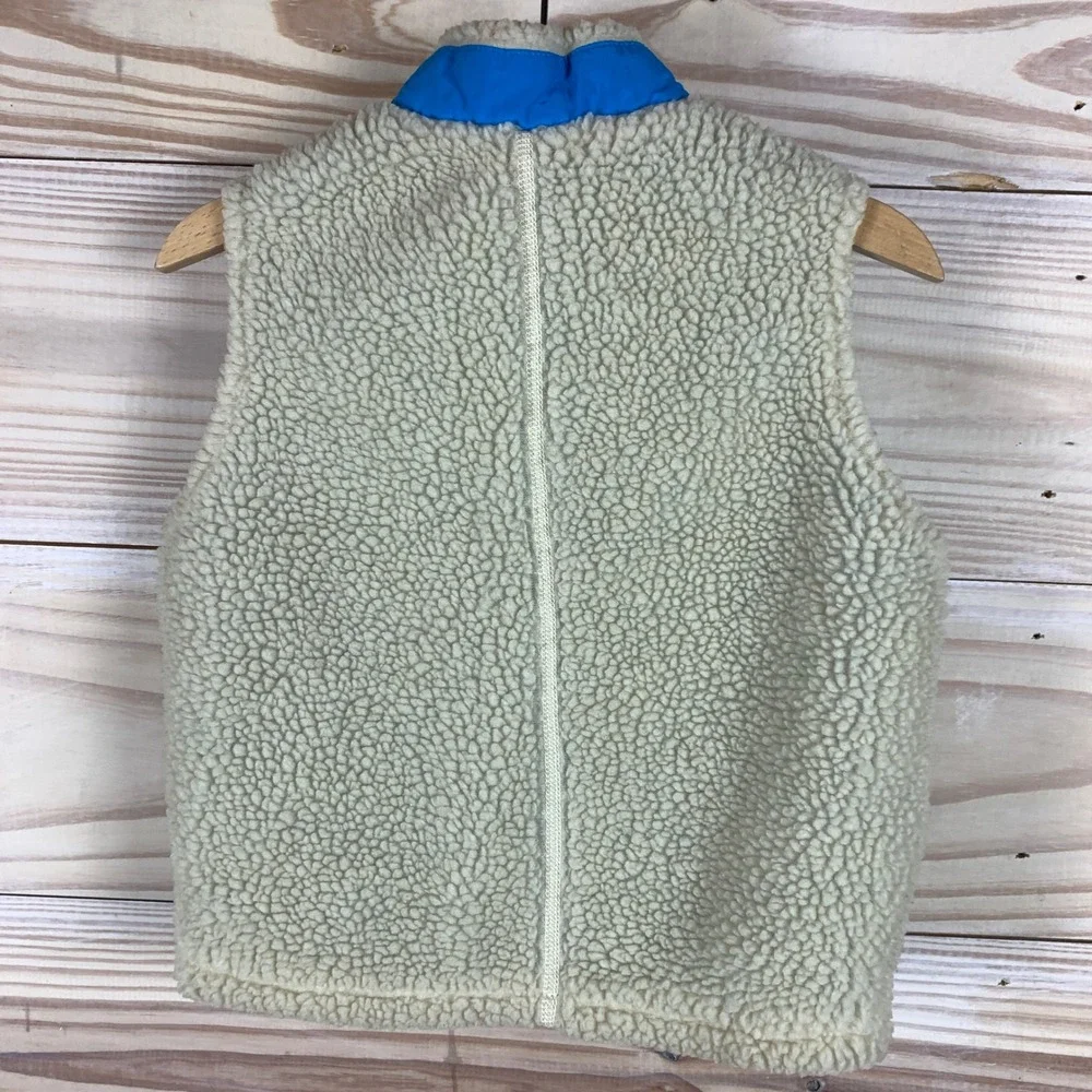 Patagonia Fleece Vest Kids 2T Beige Blue Retro-X Sherpa Full Zip Outdoor Layer